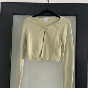 Princess Polly Light Green Cropped Cardigan